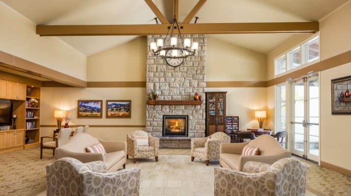 Bright and welcoming common area with seating