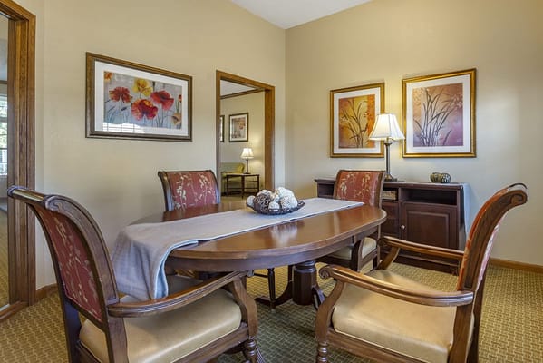 Cozy dining area in a senior living facility
