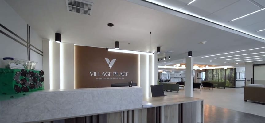 Reception area of Village Place senior living facility