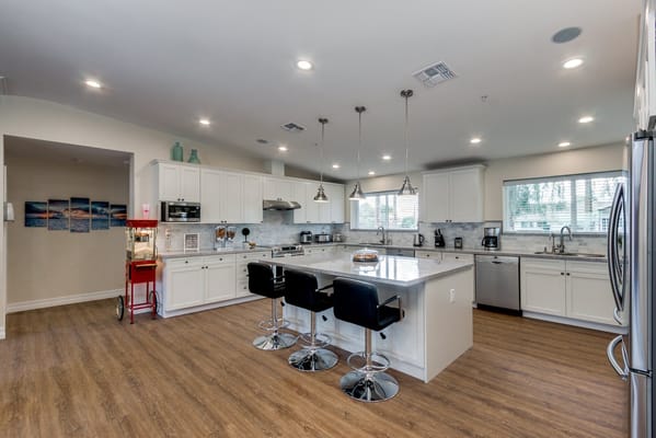 Bright and modern kitchen area for residents