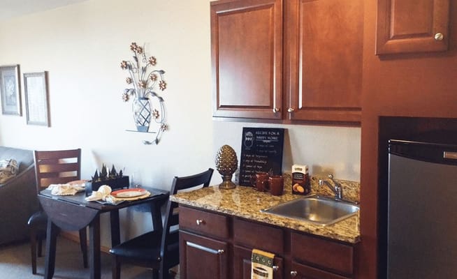 Cozy kitchen area in a senior living space