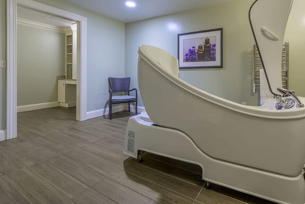 Modern bathing area in a spa-like room