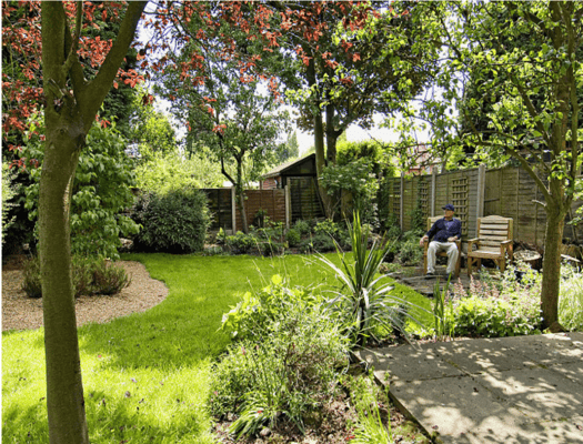 Resident enjoying the garden at Digby Manor
