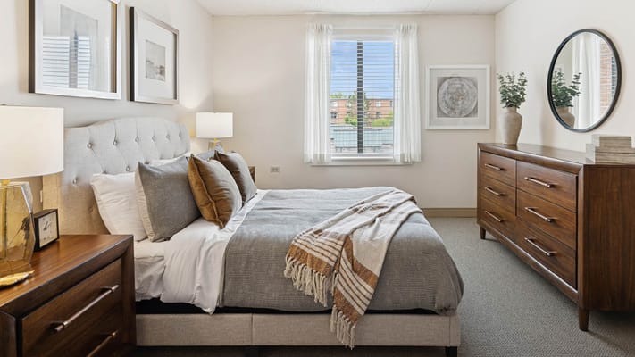 Stylish private resident room with modern furnishings