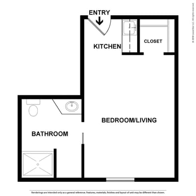 Architectural floor plan of a residential unit layout