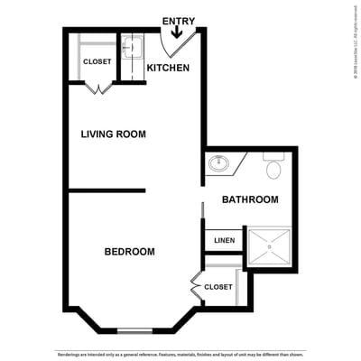 Architectural floor plan of a unit layout