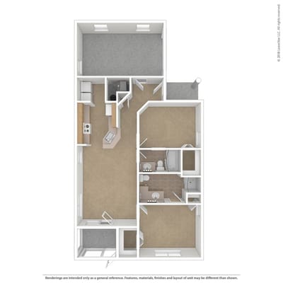 Architectural floor plan layout of a resident unit