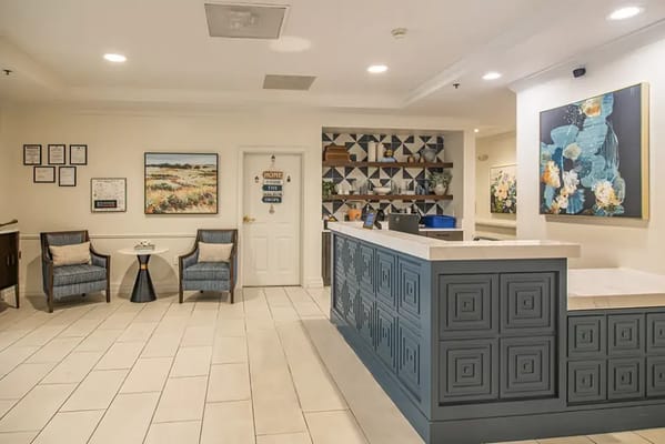 Bright interior of the reception area with seating