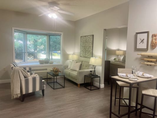 A cozy living room area in the facility