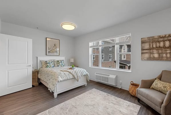Bright interior of a well-furnished resident room