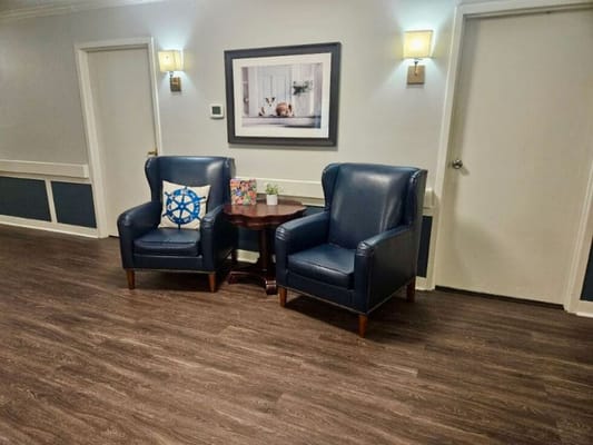 Cozy seating area in a facility common room