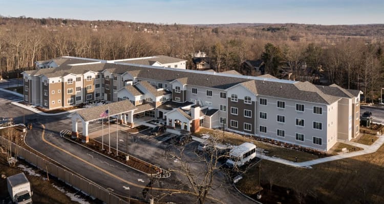 Aerial view of Charter Senior Living of Brookfield with outdoor space