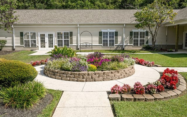 Beautifully landscaped garden with vibrant flowers