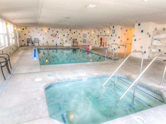Indoor swimming pool and hot tub area