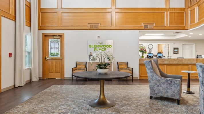 Bright and welcoming lobby of Glenwood Place facility