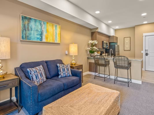 Cozy living room in an assisted living facility