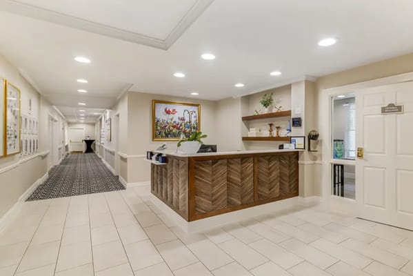 Reception area with a welcoming front desk