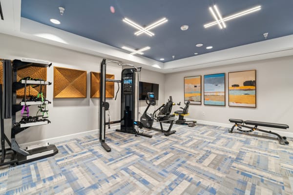 Interior view of a fitness room with equipment