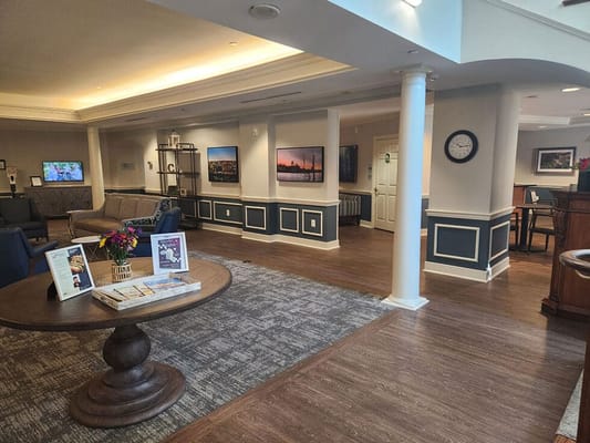 Interior view of a welcoming common area in a senior living facility