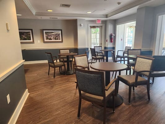 Common area seating in a senior living facility