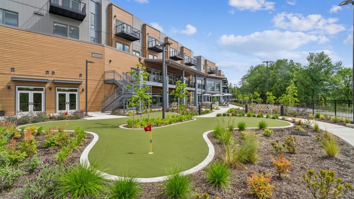 Outdoor green space with mini-golf area