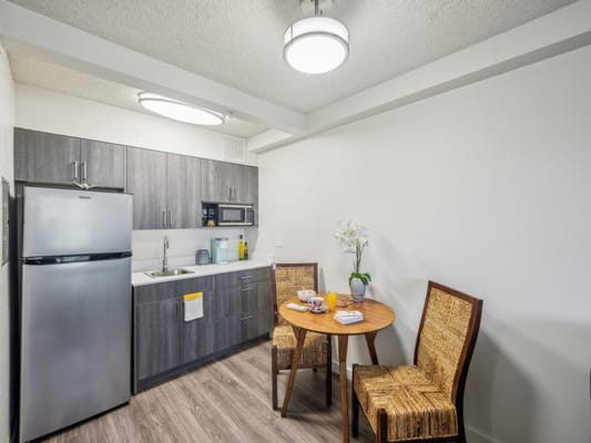 Cozy kitchenette with a dining table for two