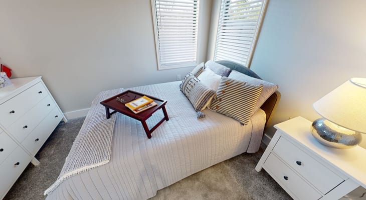 Cozy bedroom setup in a senior living facility