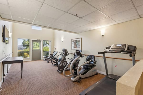 Interior view of a fitness room with equipment