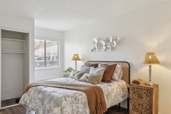Cozy interior bedroom with floral decor