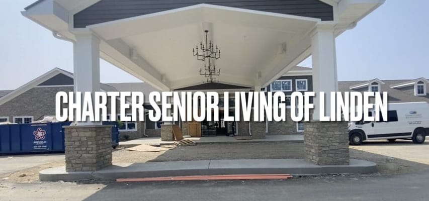Exterior view of Charter Senior Living of Linden entrance