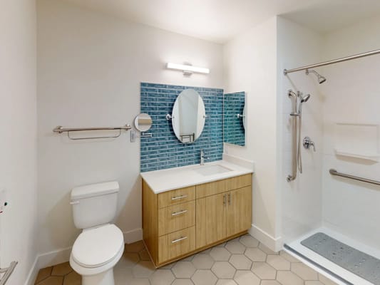 Modern bathroom with shower and sink