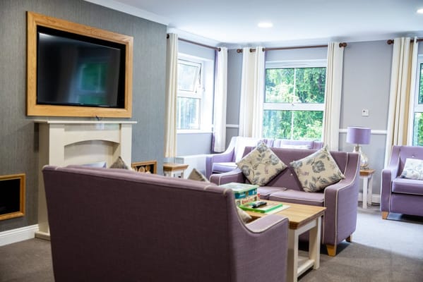 Bright and inviting common area with seating