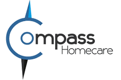 Compass Homecare logo featuring a blue compass design