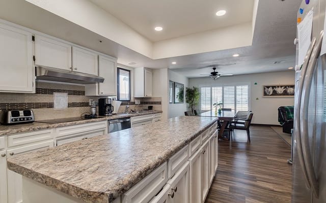 Bright kitchen area in an assisted living facility