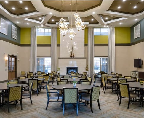 Interior dining room with tables and modern decor