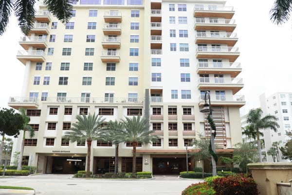Exterior view of a senior living facility building