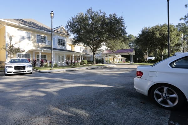 View of the parking area outside The Gables of Jacksonville.
