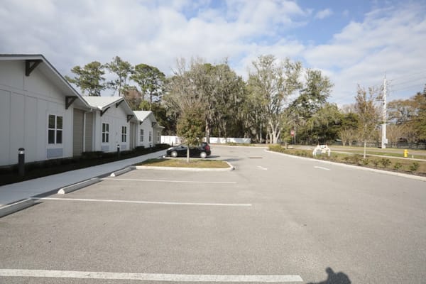 Parking area and outdoor space at a senior living facility