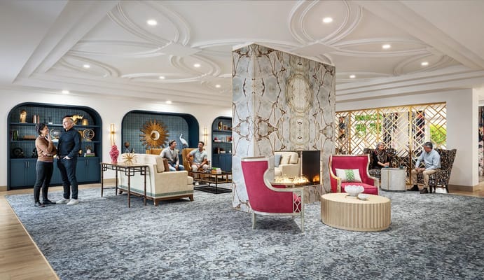 Residents socializing in an elegant common area