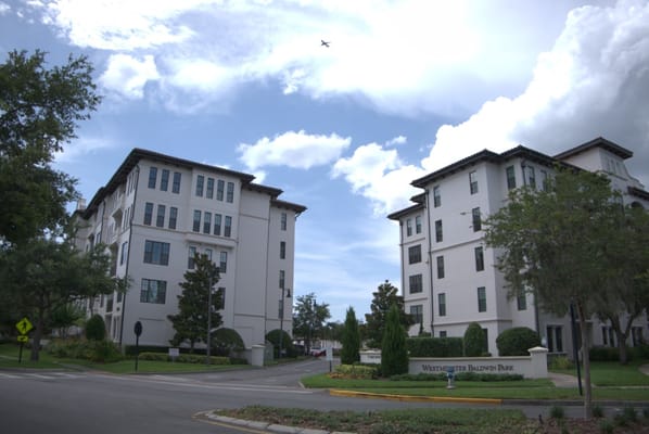Exterior view of Westminster Baldwin Park buildings