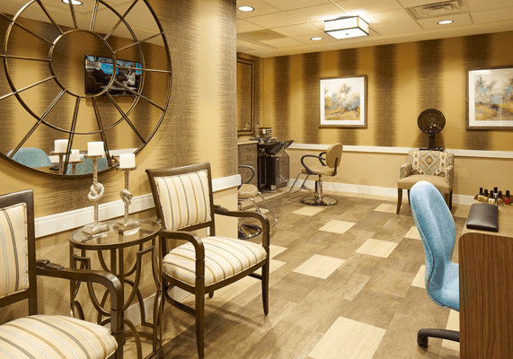 Interior view of a salon area in the facility