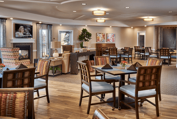 Bright interior dining area with modern furnishings