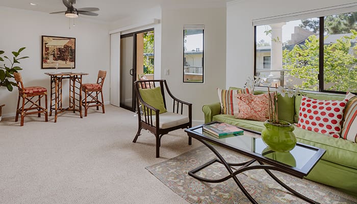 Bright interior living space with seating area