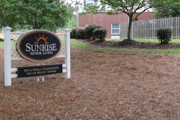 Sign for Sunrise Senior Living facility