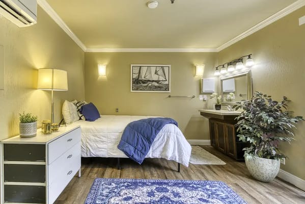 Cozy interior room with a bed and decorative elements