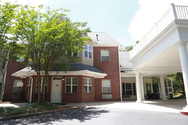 Entrance and exterior of Belmont Village senior living facility