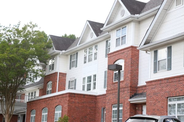 Exterior view of a senior living facility building