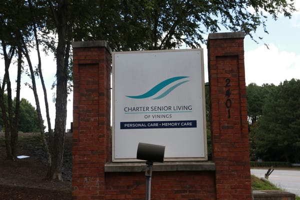 Facility sign for Charter Senior Living of Vinings