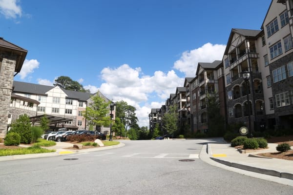 View of the building exteriors and outdoor space