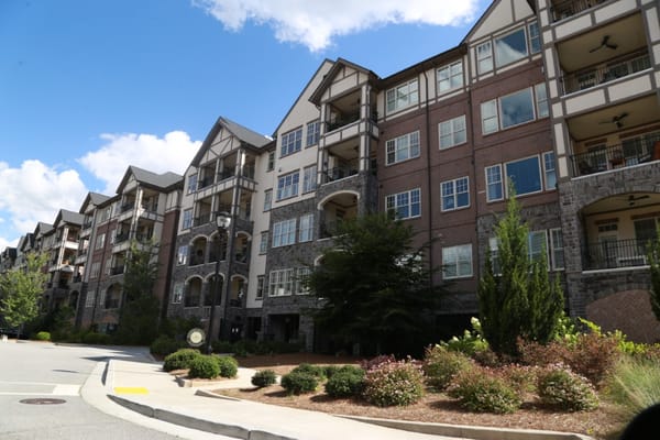 Exterior view of a multi-story senior living facility